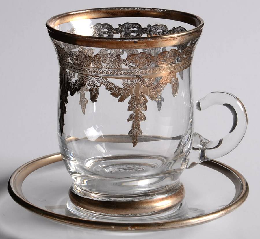 Vetro Silver CUP & SAUCER SET-FOOTED by Arte Italica-1