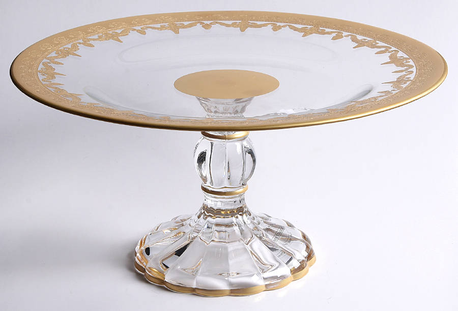 Vetro Gold 10" Diameter Pedestal Cake Stand by Arte Italica-1