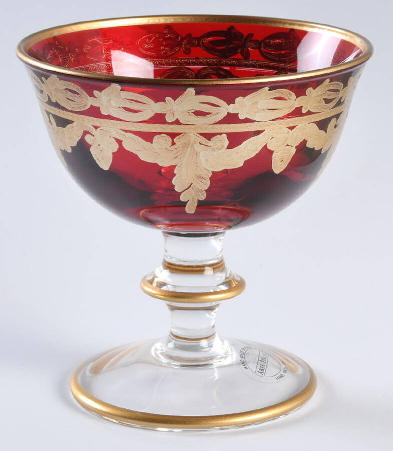 Vetro Gold Red Footed Dessert Bowl by Arte Italica-1