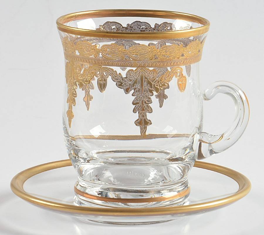 Vetro Gold Footed Cup & Saucer Set by Arte Italica-1