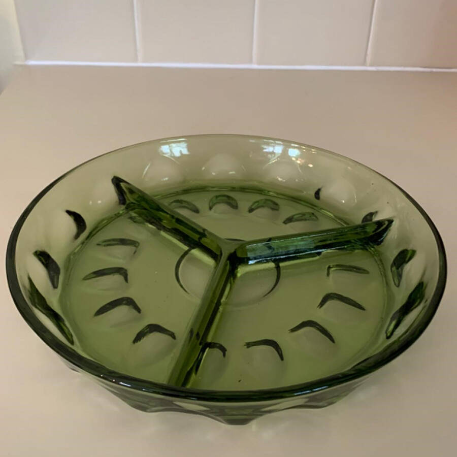 Reflection Green 8" 3 Part Relish by Hazel-Atlas-1