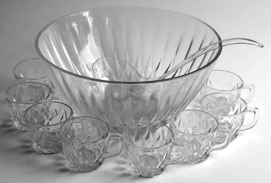 Crown Point (10 Pc) Punch Set (Bowl,8 Cups,Plastic Ladle,Hooks by Anchor Hocking-1