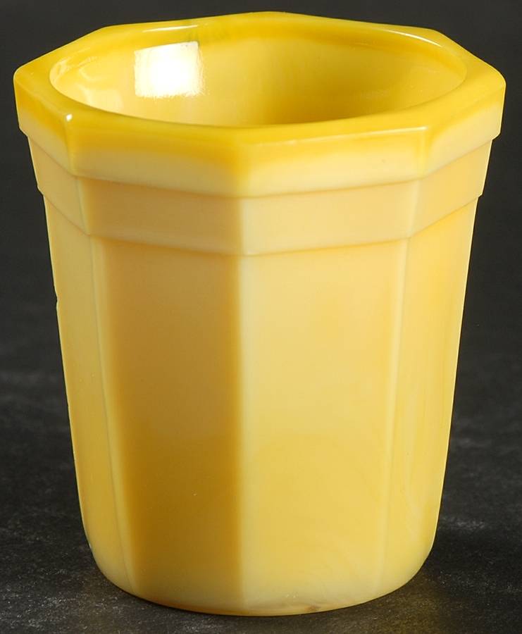Octagonal Yellow Child's Tumbler by Akro Agate-1