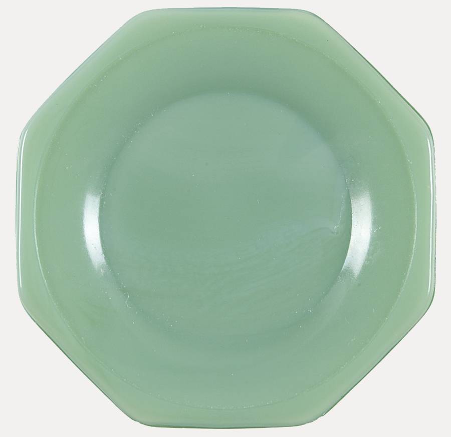 Octagonal Green Child's Plate by Akro Agate-1