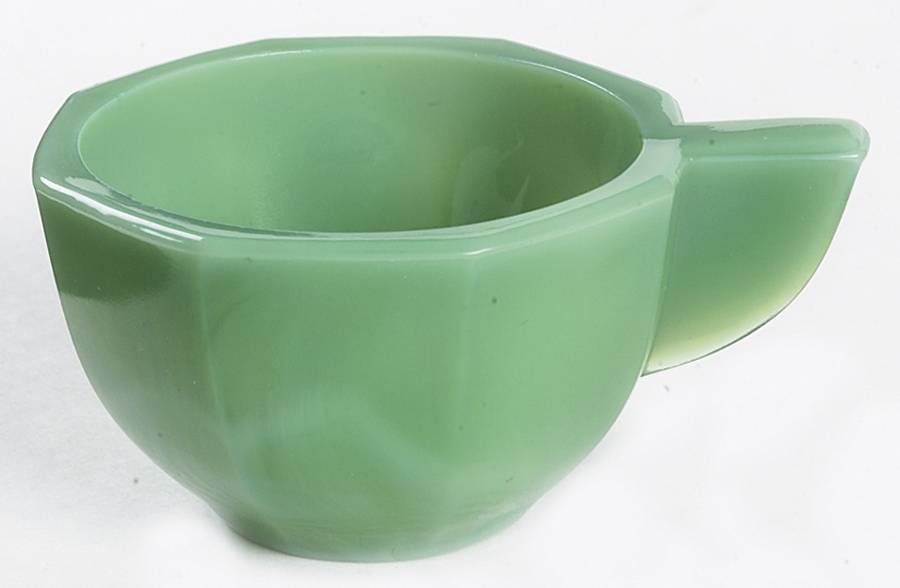 Octagonal Green Child's Cup No Saucer by Akro Agate-1