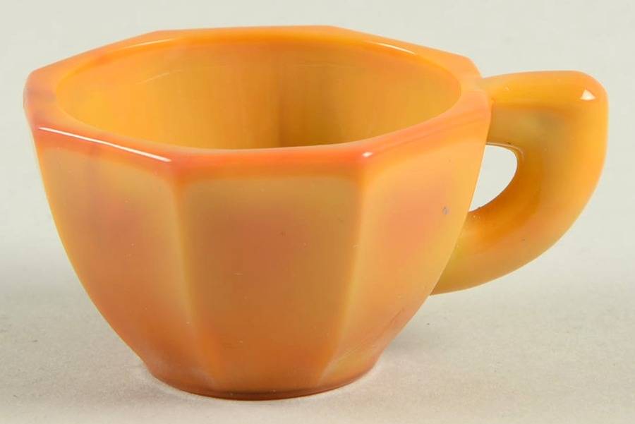 Octagonal Pumpkin Orange Child's Cup No Saucer by Akro Agate-1