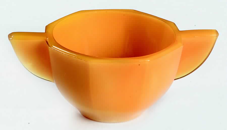 Octagonal Pumpkin Orange Child's Open Sugar by Akro Agate-1
