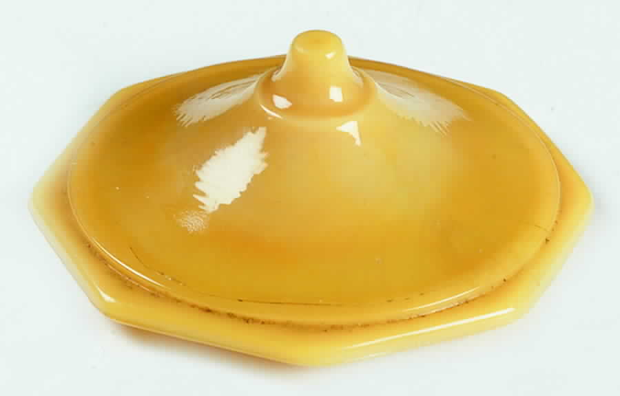 Octagonal Pumpkin Orange Lid for Child's Teapot by Akro Agate-1