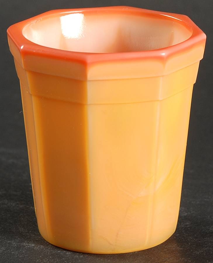 Octagonal Pumpkin Orange Child's Tumbler by Akro Agate-1