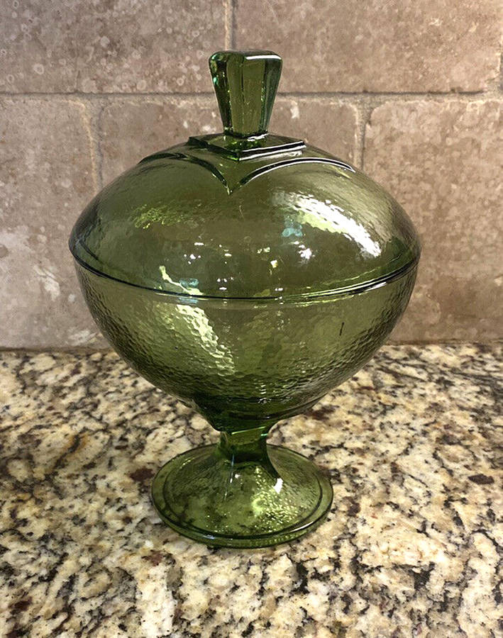Pebbletone Green Candy Dish & Lid by Hazel-Atlas-1