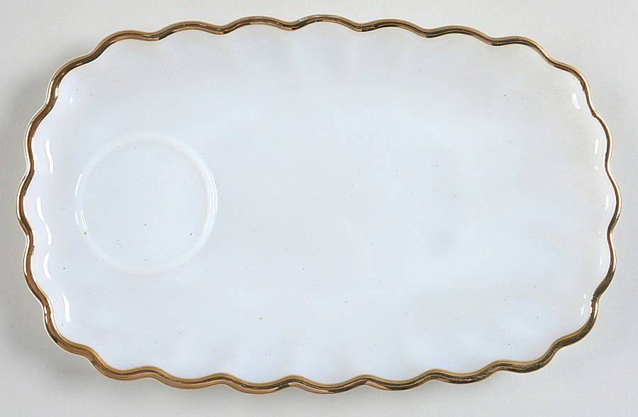 Classic Milk Glass (Gold Trim) Snack Plate Only No Punch Cup by Anchor Hocking-1