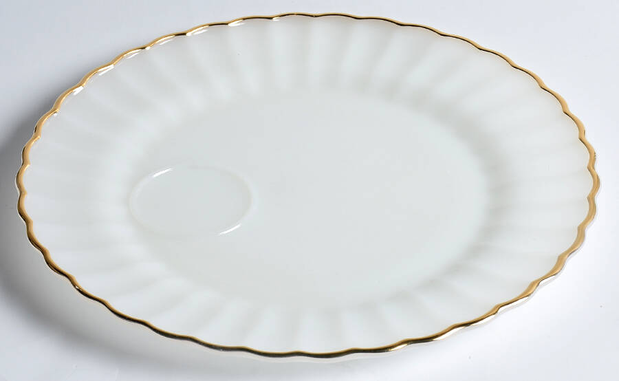 Classic Milk Glass (Gold Trim) Snack Plate Only No Punch Cup by Anchor Hocking-1