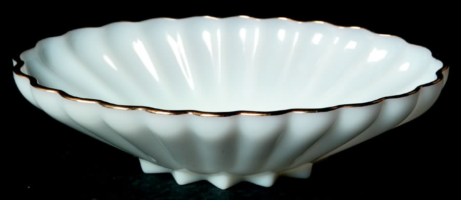 Classic Milk Glass (Gold Trim) 12" Oval Bowl by Anchor Hocking-1