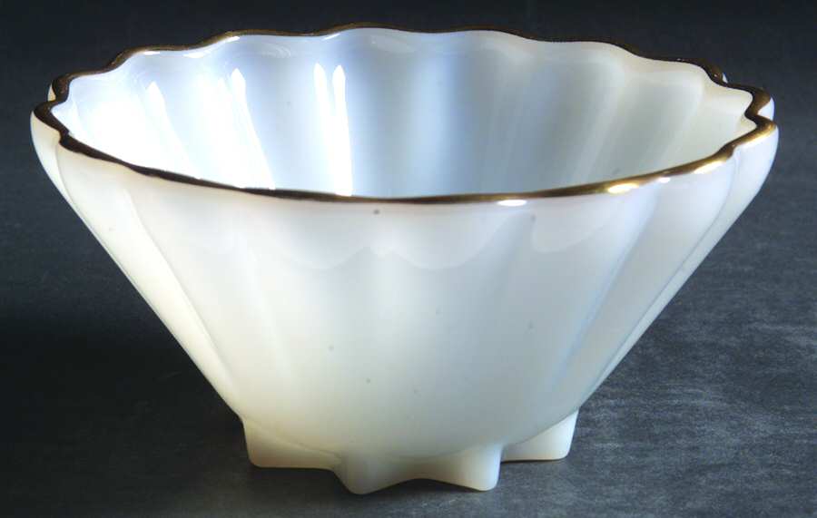 Classic Milk Glass (Gold Trim) Small Fruit Dessert Bowl by Anchor Hocking-1