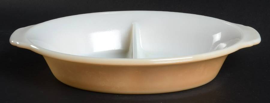 Copper Tint Divided Oval Vegetable Bowl by Anchor Hocking-1