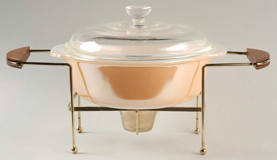 Copper Tint 1.5 Qt Round Covered Casserole w/Metal WarmerStand by Anchor Hocking-1