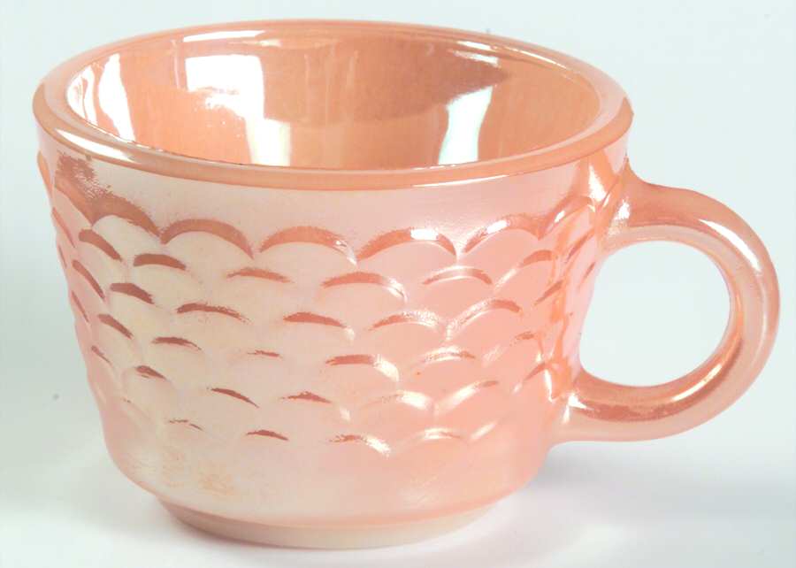 Peach Lustre Fish Scale Demitasse Cup by Anchor Hocking-1