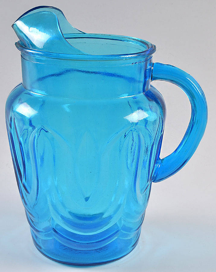 Colonial Tulip Laser Blue 80 Oz Pitcher by Anchor Hocking-1