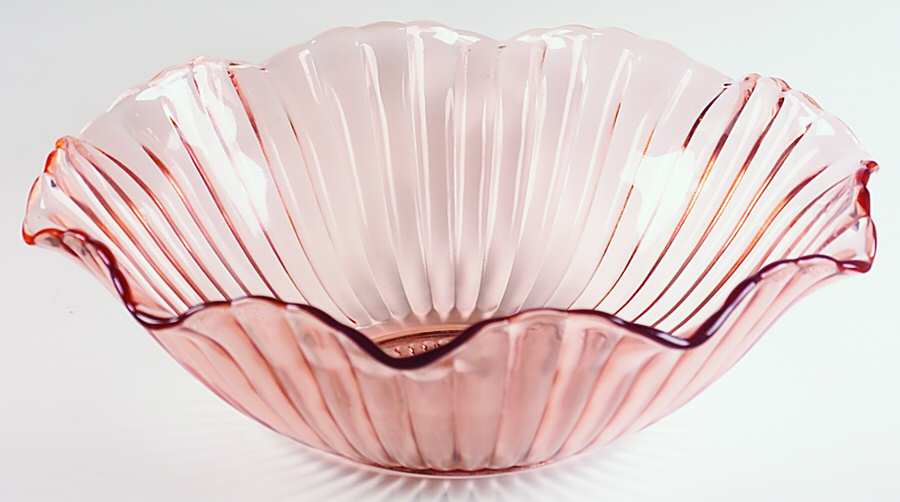 AHC37 Pink 11" Round Crimped Bowl by Anchor Hocking-1