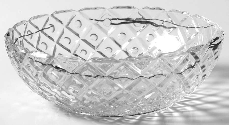 Diamond with Thumbprint Clear Cereal Bowl by Hazel-Atlas-1