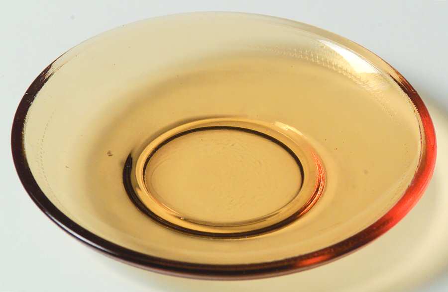 Stippled Band Topaz Toy Saucer by Akro Agate-1