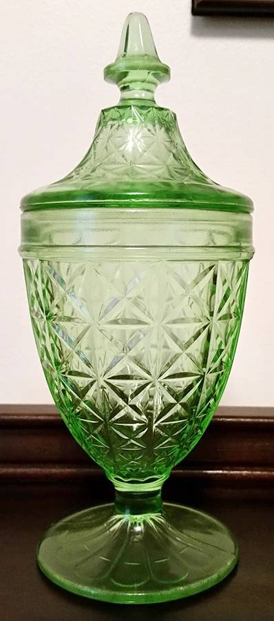 X Design Green Candy Jar & Lid by Hazel-Atlas-1