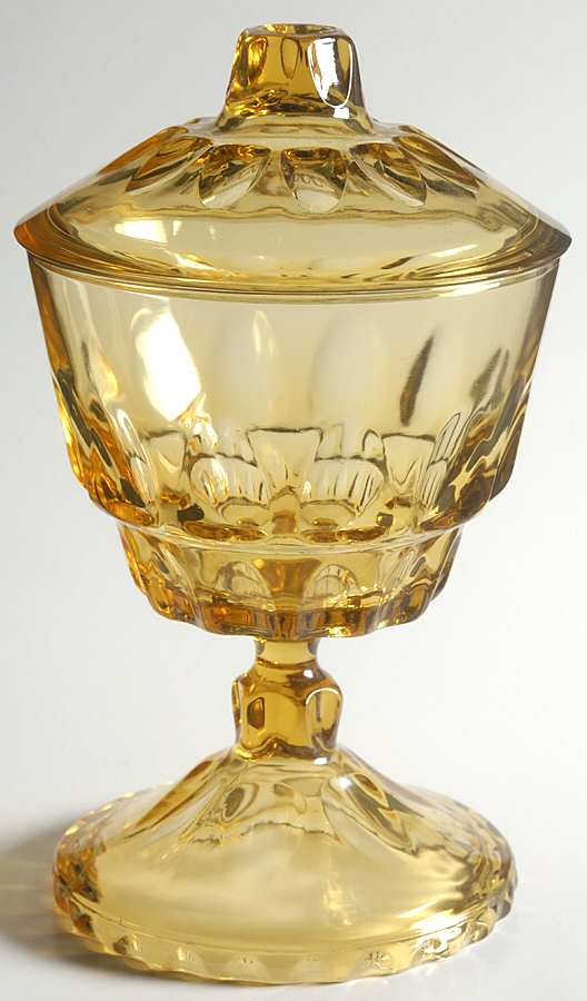 Reflection-Amber Footed Candy Dish & Lid by Hazel-Atlas-1