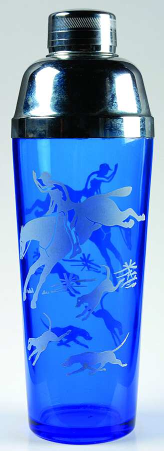 Hunt Scene Cocktail Shaker & Lid by Hazel-Atlas-1