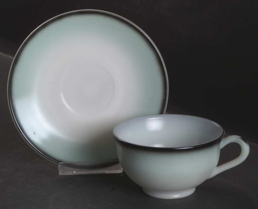 Informal (Blue & Charcoal) Cup & Saucer Set by Hazel-Atlas-1
