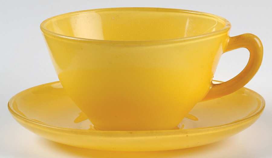 Rainbow Yellow (Bright) Cup & Saucer Set by Anchor Hocking-1