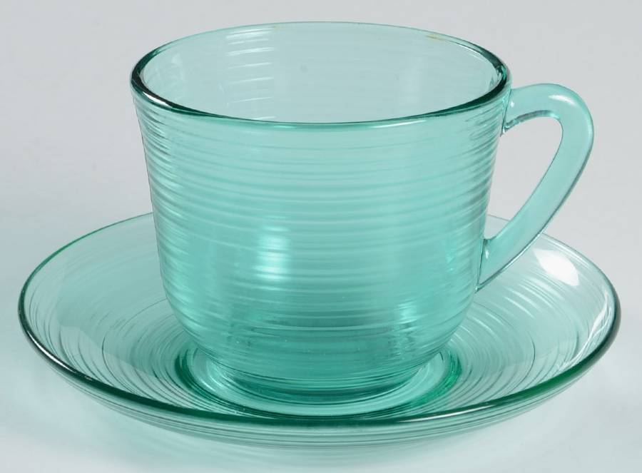 Jardiniere (Turquoise) Cup and Saucer Set by Arcoroc-1
