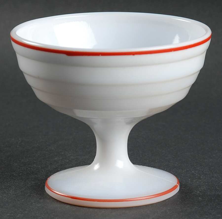 Moderntone Platonite Red Stripe Champagne/Tall Sherbet by Hazel-Atlas-1