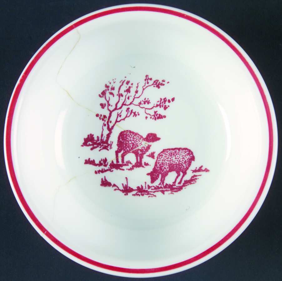 Little Bo Peep Red Cereal Bowl by Anchor Hocking-1