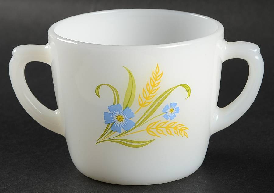 Blue & Gold Floral Open Sugar by Anchor Hocking-1
