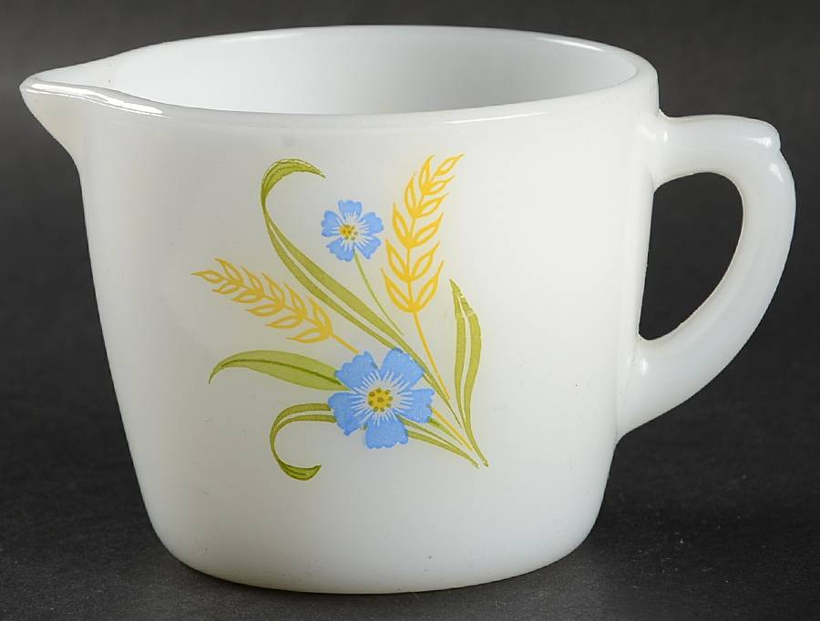 Blue & Gold Floral Creamer by Anchor Hocking-1