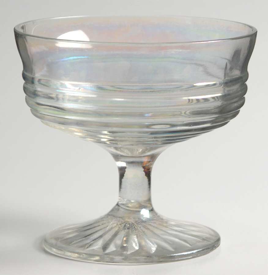 Circle Clear Iridescent Low Sherbet by Anchor Hocking-1