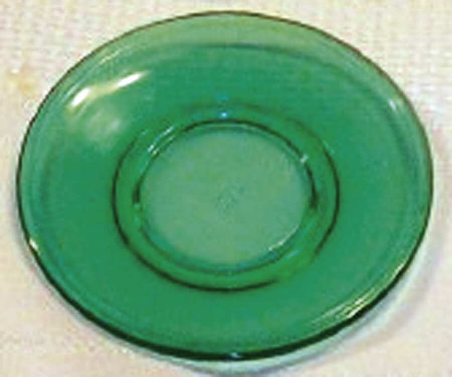 Stippled Band Green Toy Saucer by Akro Agate-1