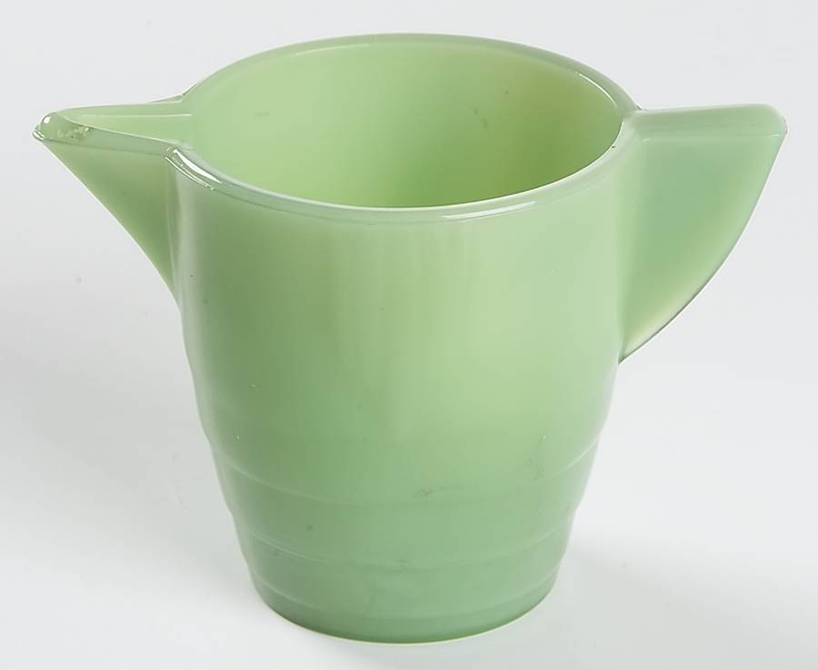 Concentric Rib Jade Child's Teapot No Lid by Akro Agate-1