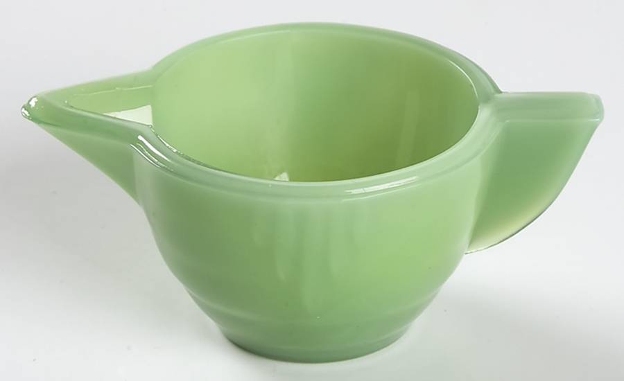 Concentric Rib Jade Child's Creamer by Akro Agate-1