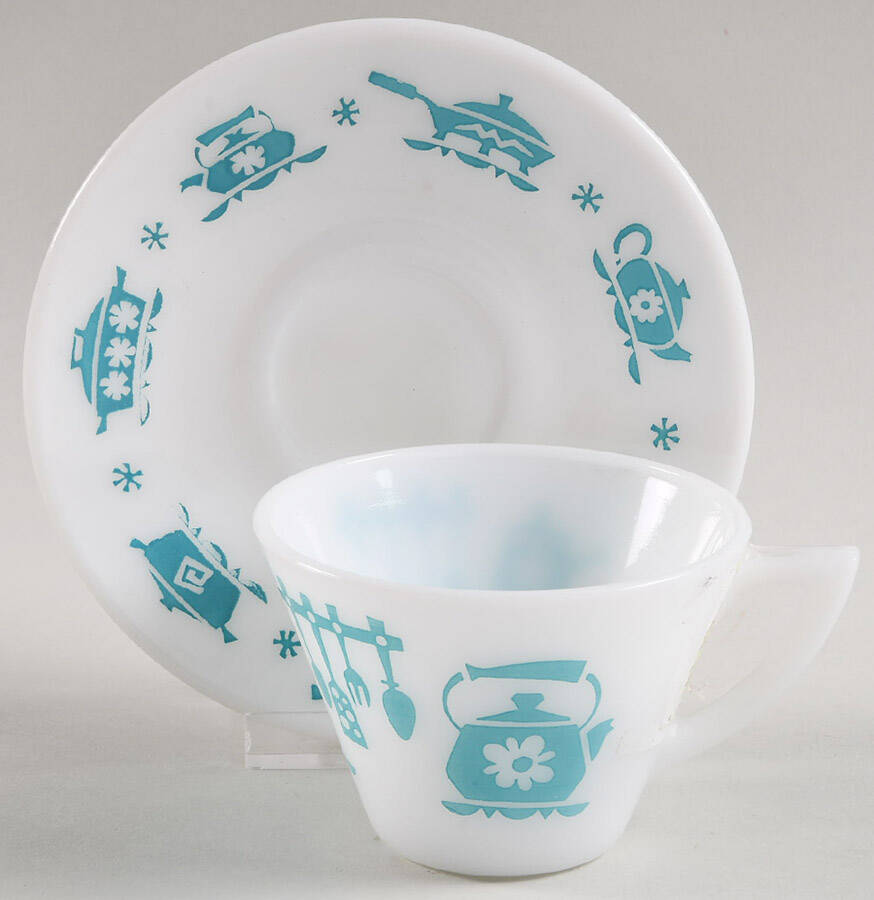 Kitchen Aids Turquoise Cup & Saucer Set by Hazel-Atlas-1