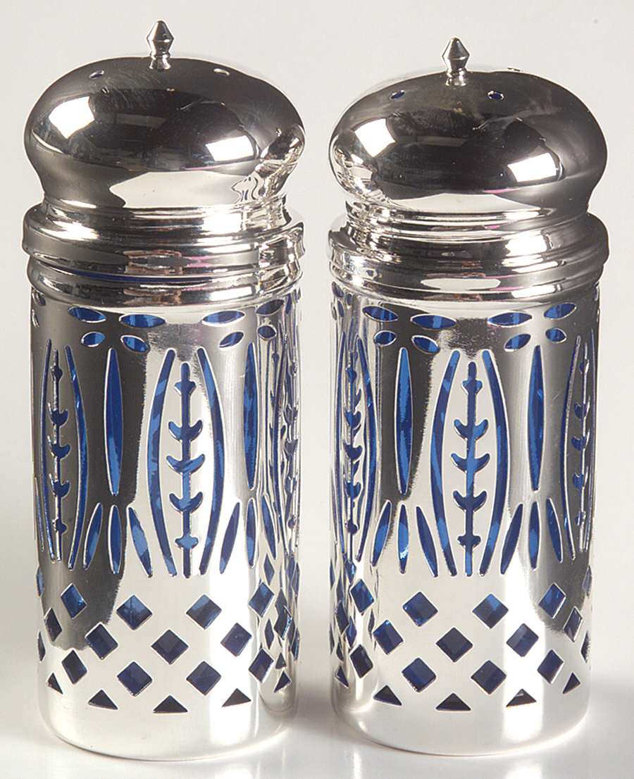Royal Sapphire Salt and Pepper Shakers with Metal Lids by Avon-1