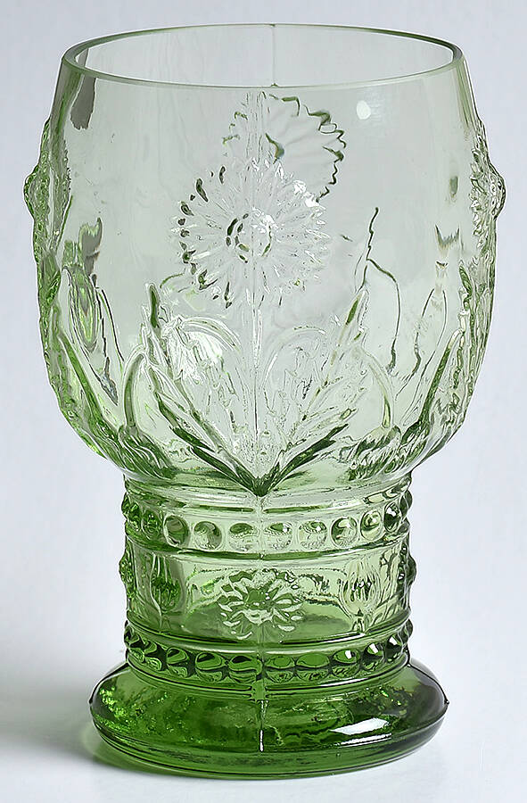 Helianthus Emerald Green Water Goblet by Anthropologie Glass-1