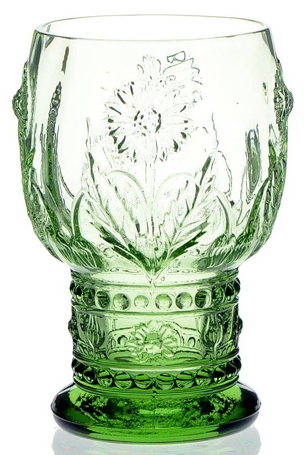 Helianthus Green Water Goblet by Anthropologie Glass-1