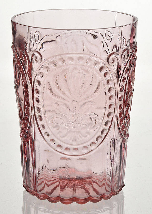 Fleur de Lis 9 Oz Pink Flat Tumbler by Anthropologie Glass-1