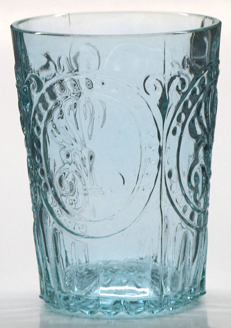 Fleur de Lis 6 Oz Teal Flat Tumbler by Anthropologie Glass-1