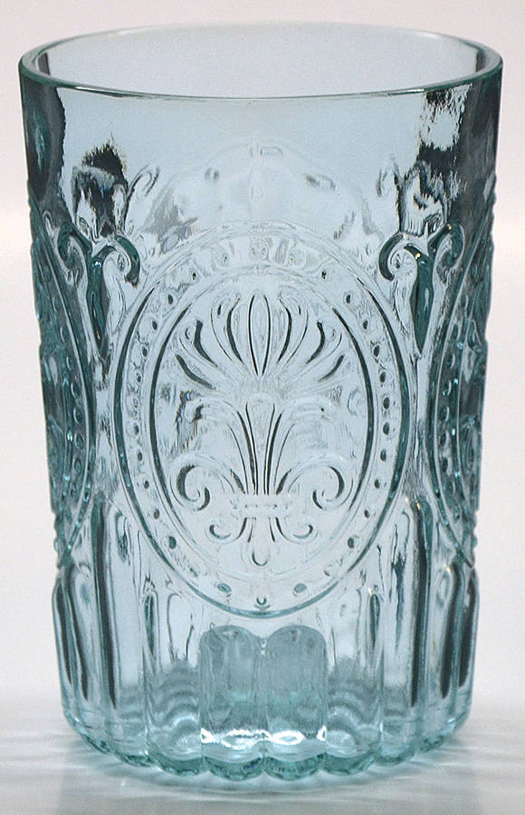 Fleur de Lis 12 Oz Teal Flat Tumbler by Anthropologie Glass-1