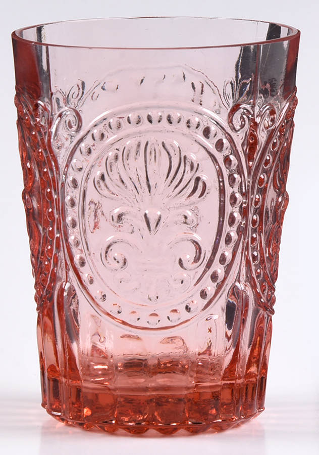Fleur de Lis 5 Oz Rose Flat Tumbler by Anthropologie Glass-1