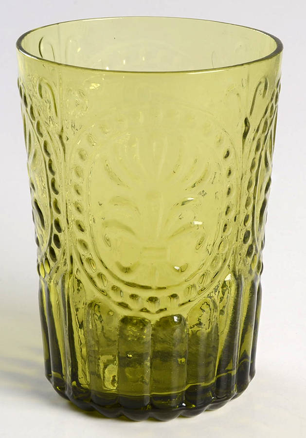 Fleur de Lis 12 Oz Green Flat Tumbler by Anthropologie Glass-1