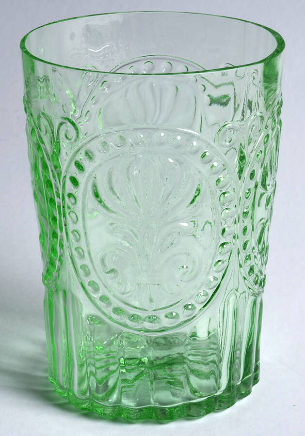 Fleur de Lis 9 Oz Green Flat Tumbler by Anthropologie Glass-1
