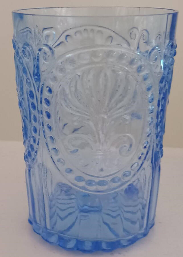 Fleur de Lis 9 Oz Blue Flat Tumbler by Anthropologie Glass-1